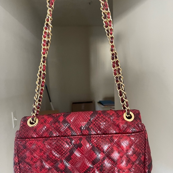 Red and black python leather Micheal Kors bag/ gold hardware. Condition good. - Picture 10 of 11